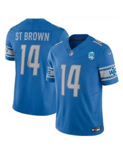 Men's Detroit Lions #14 Amon-Ra St. Brown Blue 2023 F.U.S.E. 90th Anniversary Vapor Untouchable Limited Stitched Jersey
