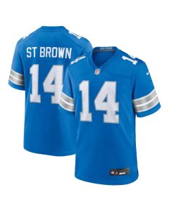 Men's Detroit Lions #14 Amon-Ra St. Brown Blue Game Jersey