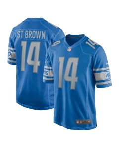 Men's Detroit Lions #14 Amon-Ra St. Brown Blue Game Player Jersey