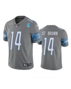 Men's Detroit Lions #14 Amon-Ra St. Brown Grey 2023 90th Anniversary Vapor Untouchable Limited Stitched Jersey