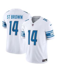 Men's Detroit Lions #14 Amon-Ra St. Brown White 2023 F.U.S.E. Vapor Untouchable Limited Stitched Jersey