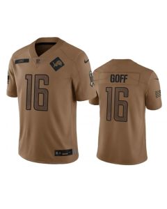 Men's Detroit Lions #16 Jared Goff 2023 Brown Salute To Service Limited Stitched Jersey