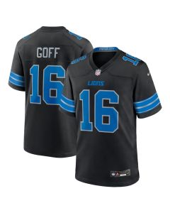 Men's Detroit Lions #16 Jared Goff Black 2nd Alternate Game Jersey