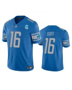 Men's Detroit Lions #16 Jared Goff Blue 2023 F.U.S.E. 90th Anniversary Vapor Untouchable Limited Stitched Jersey