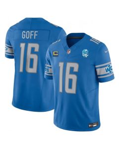 Men's Detroit Lions #16 Jared Goff Blue 2023 F.U.S.E. With 1-Star C Patch And 90th Anniversary Patch Vapor Untouchable Limited Stitched Jersey