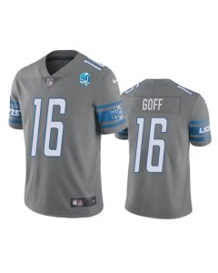 Men's Detroit Lions #16 Jared Goff Grey 2023 90th Anniversary Vapor Untouchable Limited Stitched Jersey