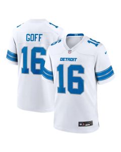 Men's Detroit Lions #16 Jared Goff White Game Jersey