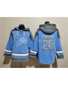 Men's Detroit Lions #20 Barry Sanders Blue Ageless Must-Have Lace-Up Pullover Hoodie