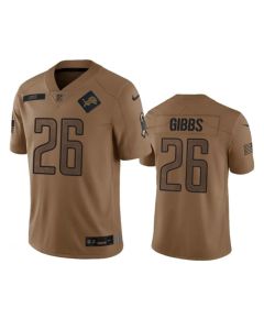 Men's Detroit Lions #26 Jahmyr Gibbs 2023 Brown Salute To Service Limited Stitched Jersey