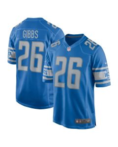 Men's Detroit Lions #26 Jahmyr Gibbs Blue 2023 NFL Draft First Round Pick Game Jersey
