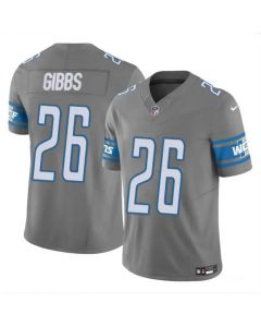 Men's Detroit Lions #26 Jahmyr Gibbs Grey 2023 F.U.S.E. Vapor Untouchable Limited Stitched Football Jersey