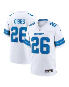 Men's Detroit Lions #26 Jahmyr Gibbs White Game Jersey