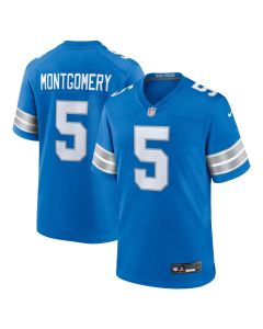 Men's Detroit Lions #5 David Montgomery Blue Team Game Jersey