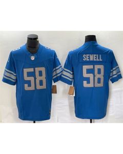 Men's Detroit Lions #58 Penei Sewell Blue 2023 F.U.S.E. Vapor Untouchable Limited Stitched Jersey