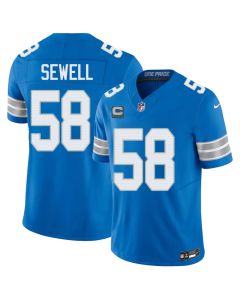 Men's Detroit Lions #58 Penei Sewell Blue 2026 With 4-Star C Patch Vapor F.U.S.E. Limited Jersey