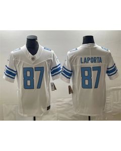 Men's Detroit Lions #87 Sam LaPorta White 2023 F.U.S.E. Vapor Untouchable Limited Stitched Jersey