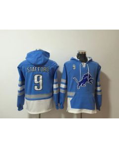 Men's Detroit Lions #9 Matthew Stafford Blue All Stitched NFL Hoodie Sweatshirt