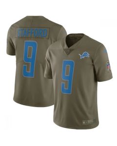 Men's Detroit Lions #9 Matthew Stafford Olive Salute To Service Limited Stitched NFL Jersey