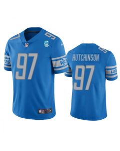 Men's Detroit Lions #97 Aidan Hutchinson Blue 2023 90th Anniversary Vapor Untouchable Limited Stitched Jersey