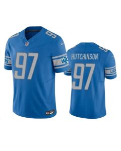 Men's Detroit Lions #97 Aidan Hutchinson Blue 2023 F.U.S.E. Vapor Untouchable Limited Stitched Jersey