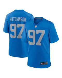 Men's Detroit Lions #97 Aidan Hutchinson Blue Alternate Game Jersey
