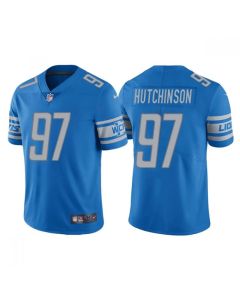 Men's Detroit Lions #97 Aidan Hutchinson Blue NFL Draft Vapor Untouchable Limited Stitched Jersey