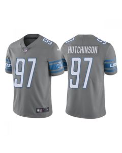 Men's Detroit Lions #97 Aidan Hutchinson Grey NFL Draft Vapor Untouchable Limited Stitched Jersey