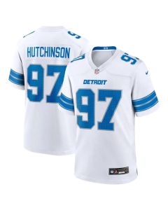Men's Detroit Lions #97 Aidan Hutchinson White Game Jersey