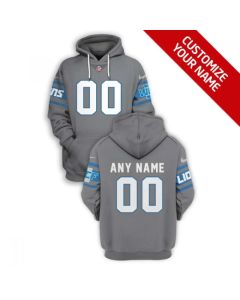 Men's Detroit Lions Active Player Custom 2021 Grey Pullover Hoodie (Grey)