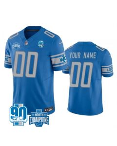Men's Detroit Lions Active Player Custom Blue 2023 F.U.S.E. 90th Anniversary NFC North Division Champions Vapor Limited Stitched Football Jersey