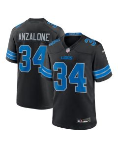 Men's Detroit Lions Alex Anzalone Black 2nd Alternate Game Jersey
