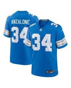 Men's Detroit Lions Alex Anzalone Blue Game Jersey
