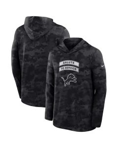 Men's Detroit Lions Black 2026 Salute to Service Sideline Lightweight Dri-FIT Long Sleeve Top Hoodie