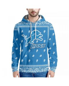Men's Detroit Lions Blue Pullover Hoodie (Blue)