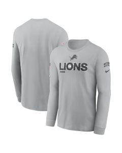 Men's Detroit Lions Gray 2024 Salute To Service Long Sleeve T-Shirt (Gray)