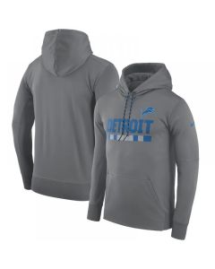 Men's Detroit Lions Heathered Gray Sideline Team Name Performance Pullover Hoodie
