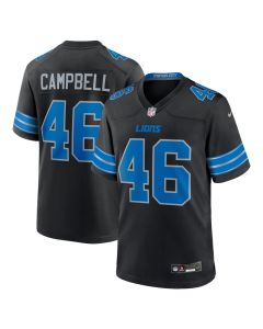 Men's Detroit Lions Jack Campbell Black 2nd Alternate Game Jersey
