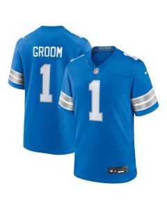 Men's Detroit Lions Number 1 Groom Blue Game Jersey