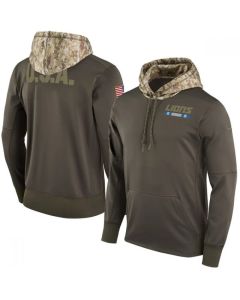 Men's Detroit Lions Olive Salute to Service Sideline Therma Pullover Hoodie