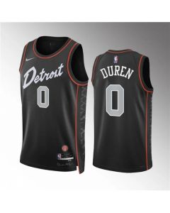 Men's Detroit Pistons #0 Jalen Duren Black 2023-24 City Edition Stitched Basketball Jersey