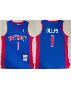 Men's Detroit Pistons #1 Chauncey Billups 2003-04 Blue Throwback Stitched Jersey