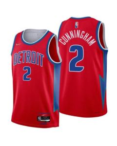 Men's Detroit Pistons #2 Cade Cunningham 75th Anniversary Red Stitched Basketball Jersey