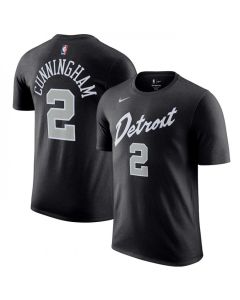 Men's Detroit Pistons #2 Cade Cunningham Black 2023/24 City Edition Name & Number T-Shirt