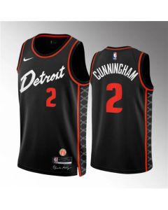 Men's Detroit Pistons #2 Cade Cunningham Black 2023/24 City Edition Stitched Basketball Jersey