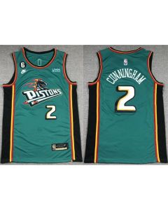 Men's Detroit Pistons #2 Cade Cunningham Blue With No.6 Patch Stitched Jersey