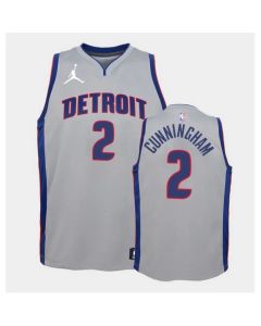 Men's Detroit Pistons #2 Cade Cunningham Gray Statement Edition Stitched Jersey
