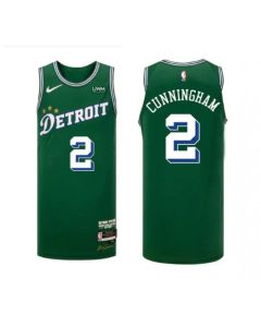 Men's Detroit Pistons #2 Cade Cunningham Green 2022-23 City Edition Stitched Basketball Jersey