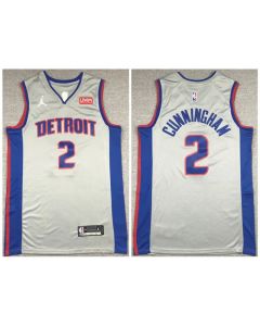 Men's Detroit Pistons #2 Cade Cunningham White Stitched Basketball Jersey