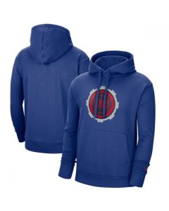 Men's Detroit Pistons 2021 Blue City Edition Essential Logo Fleece Pullover Hoodie