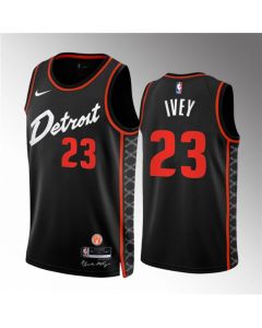 Men's Detroit Pistons #23 Jaden Ivey Black 2023/24 City Edition Stitched Basketball Jersey